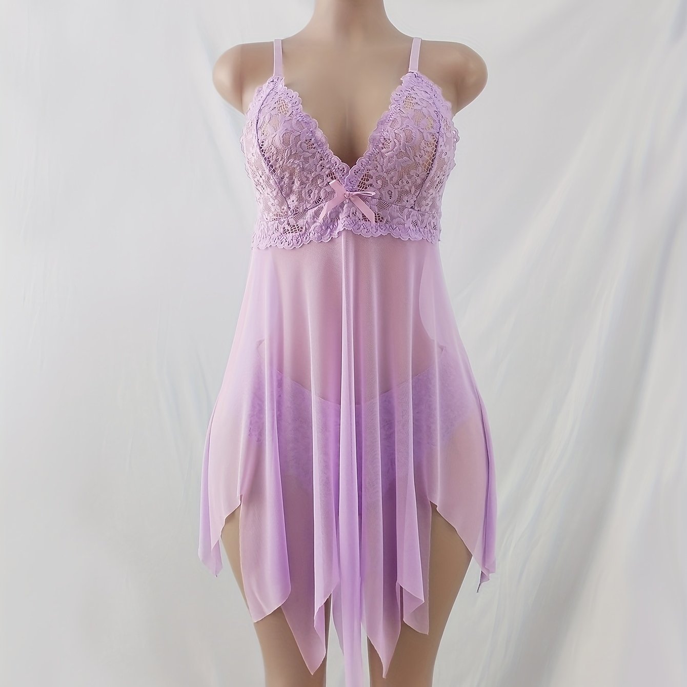 Ayollar katta o'lchamli tikanli pijama to'plami, bog'li floral noaniq bo'yinli suspender kiyim, 2 dona