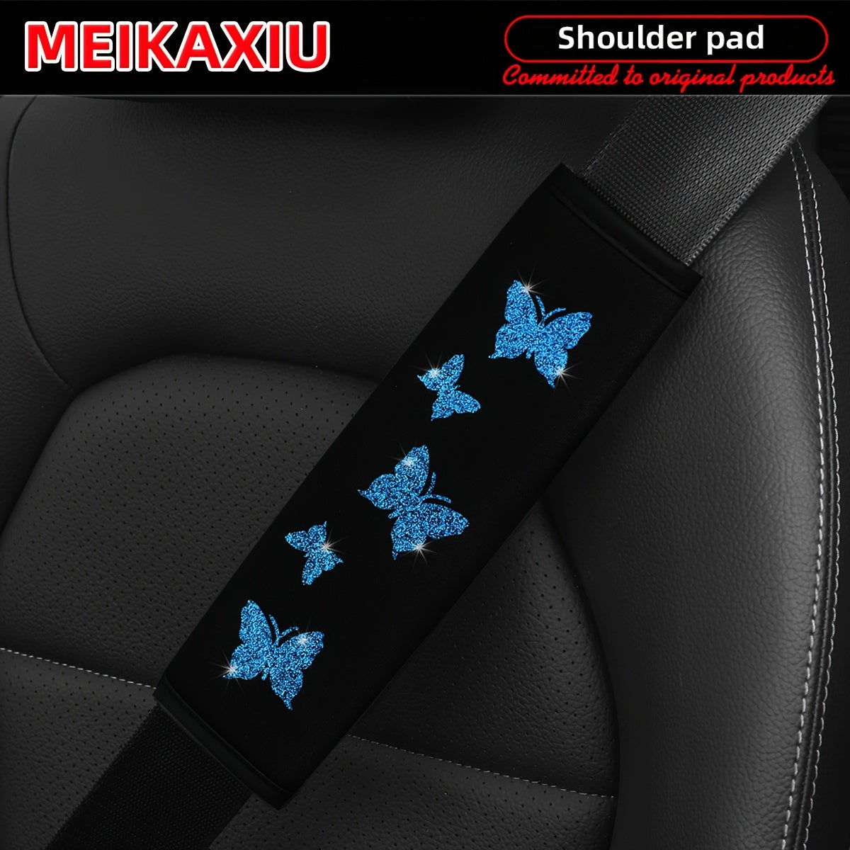 Pink Butterfly Car Seat Belt Cover Sponge Filled Shoulder Pad Safety Belt Protector