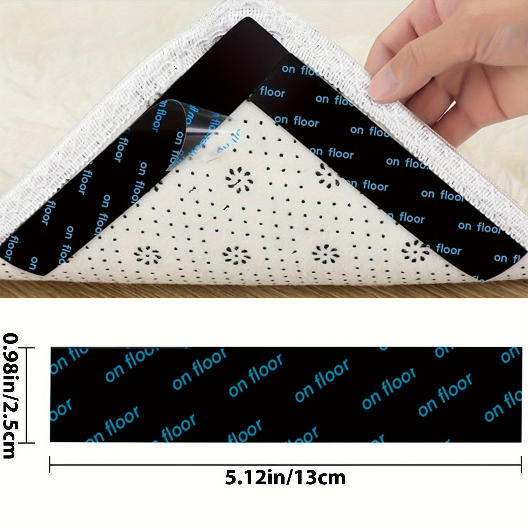 16 Pieces Rug Tape Double-Sided Adhesive Non-Slip Carpet Pads for Hardwood and Tile Floors