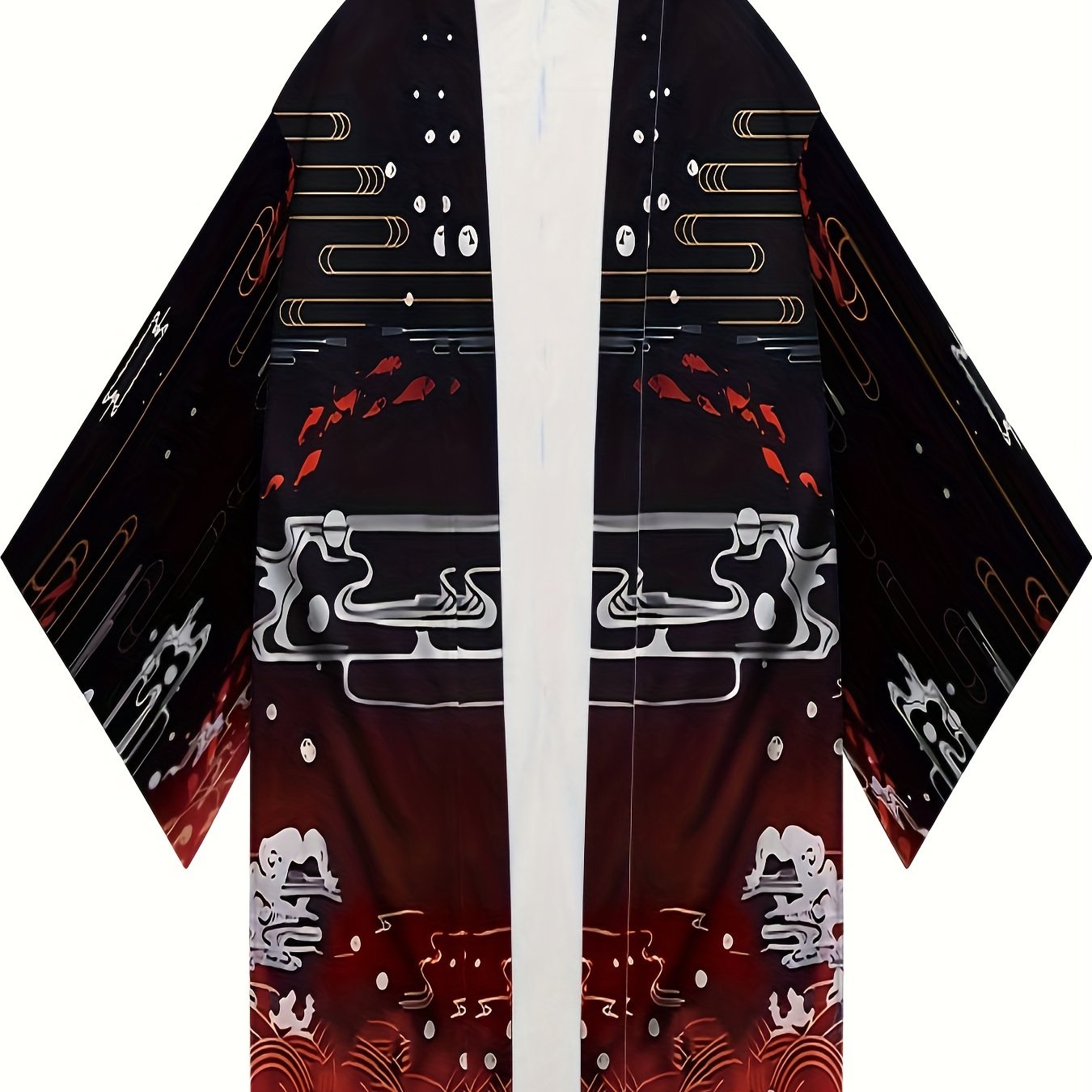 Katta o'lchamdagi erkaklar uchun etnik uslubdagi gullar printi bilan keng fitli kardigan kimono.