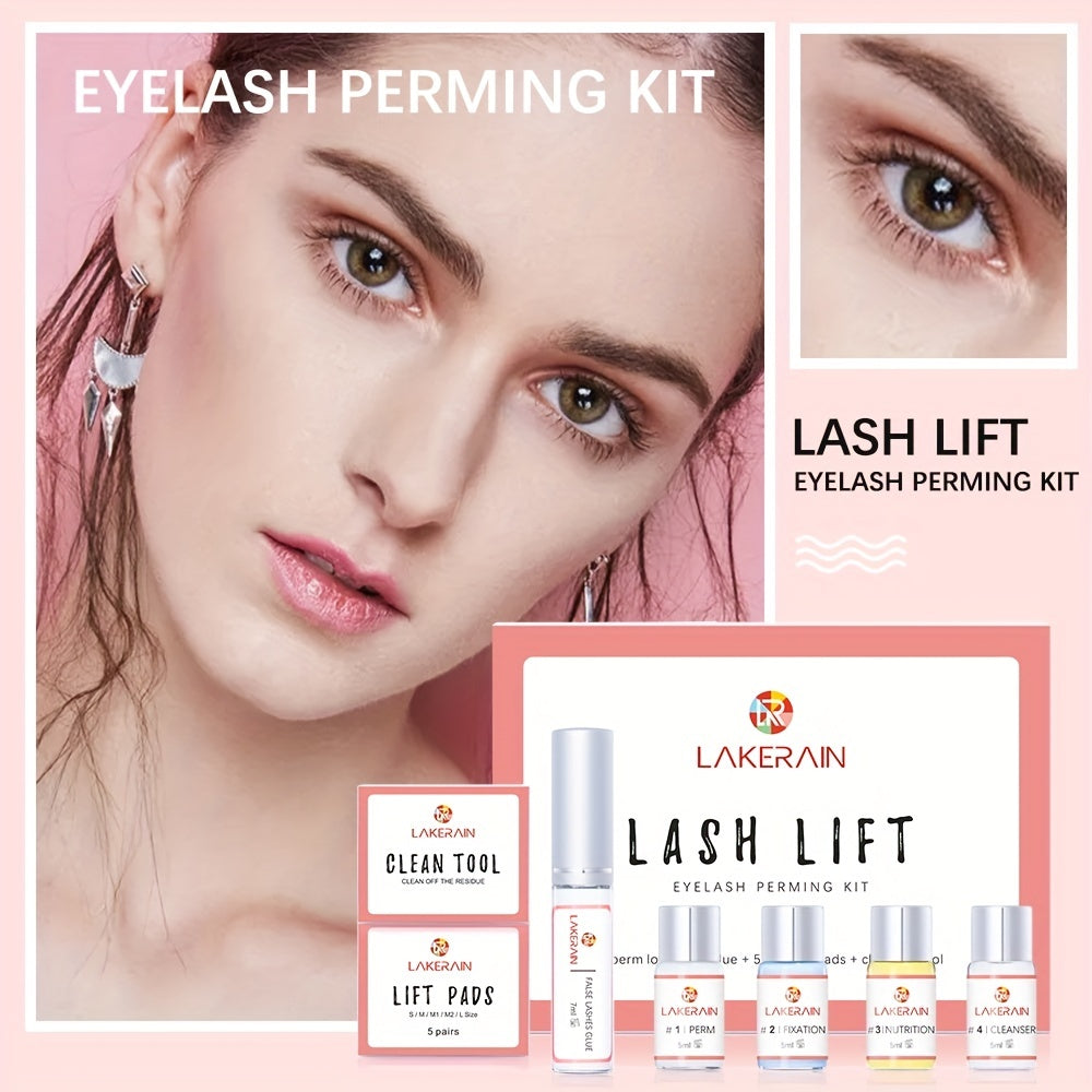 Kit de permanente de pestañas, rizador y laminado Pink Lash Curl con colágeno
