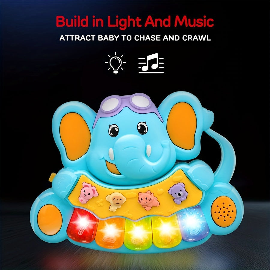 Elephant-Themed Kids Piano Toy Musical Keyboard for Children 18 Months Plus Blue Yellow
