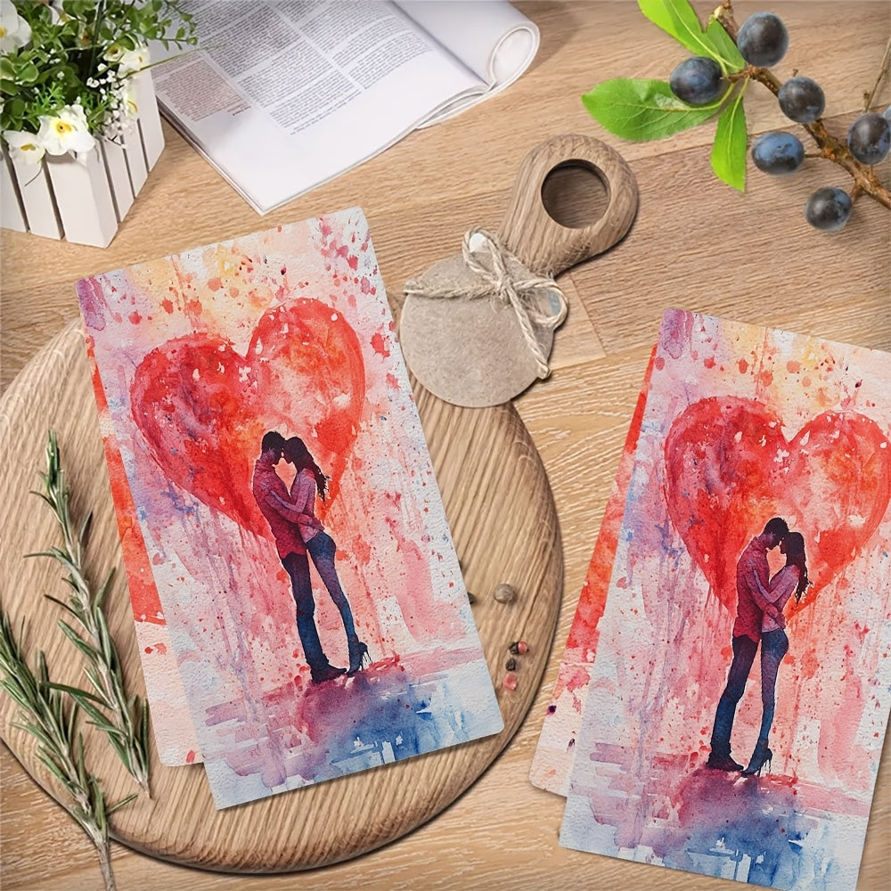 Пара мягких кухонных полотенец 40x40 см, впитывающих, для рук и посуды, праздничный декор