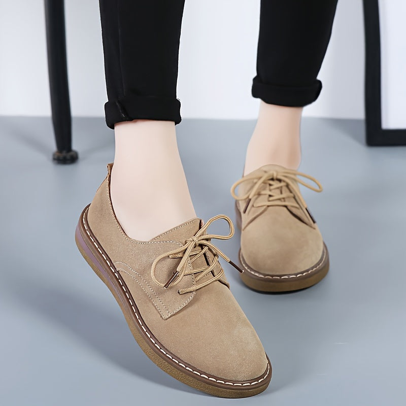 Women's Flat Loafers Lace-Up Solid Color Slip-On for Back to School