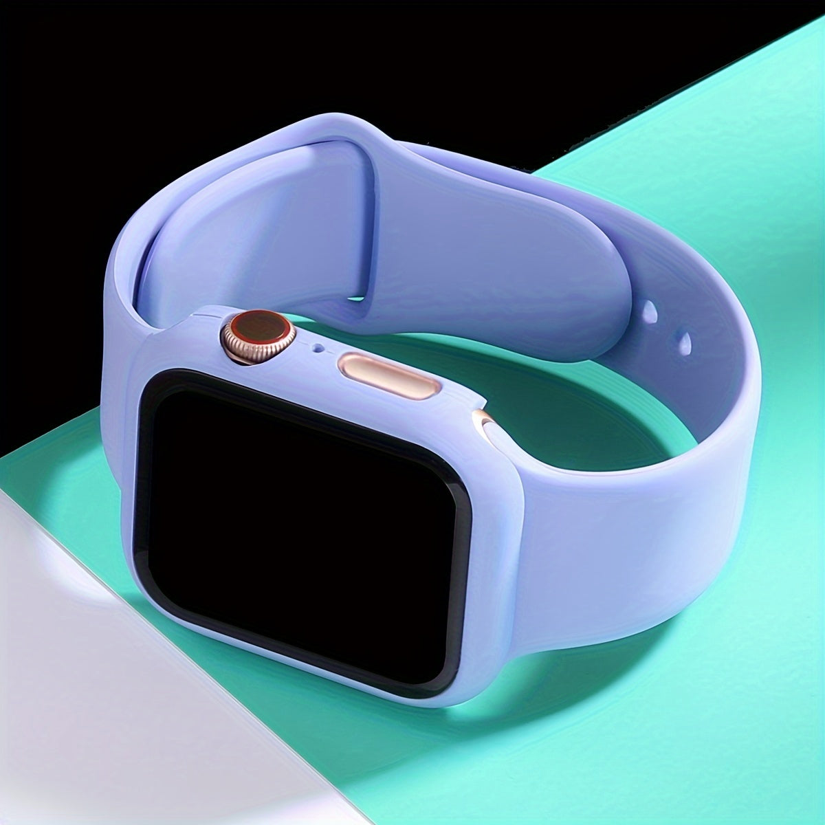 Silicone Watch Strap and Tempered Glass Case Set for Men Women Compatible with Apple Watch Series 38mm 40mm 41mm 42mm 44mm 45mm 49mm