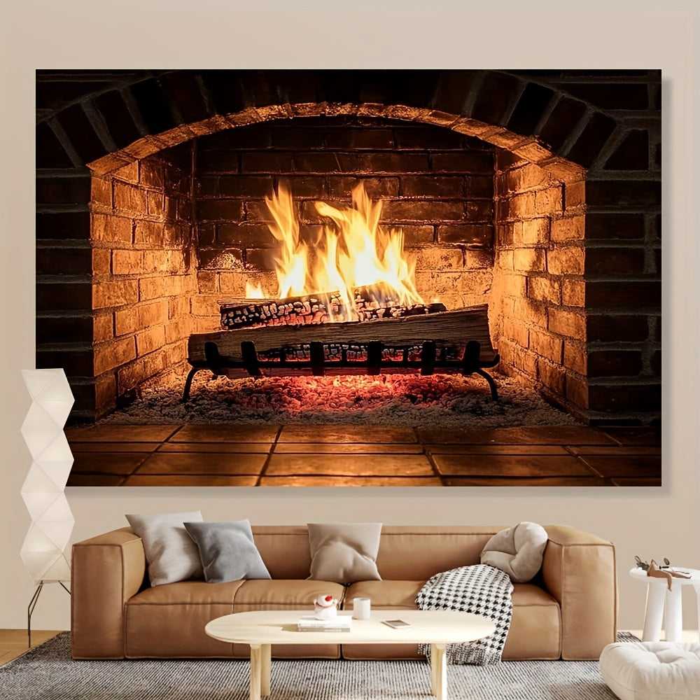 Elegant Polyester Fabric Backdrop for Living Room Fireplace Holiday Decor