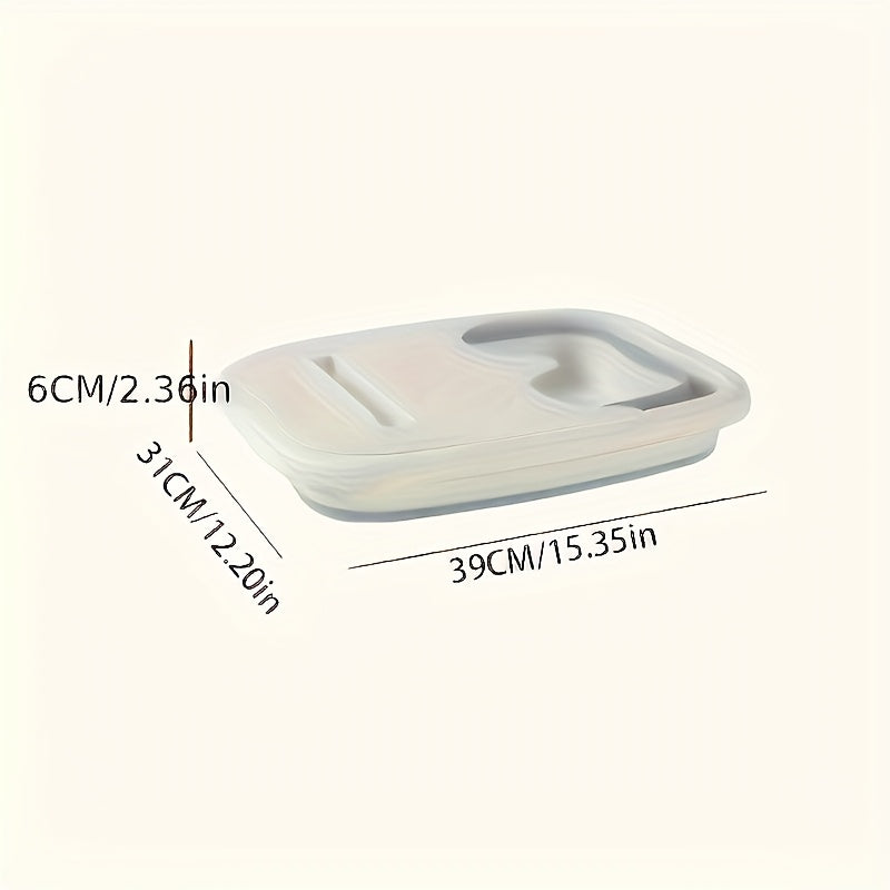 Foldable Foot Spa Tub with Lid White and Gray No Power Odor-Free Plastic for Home Travel