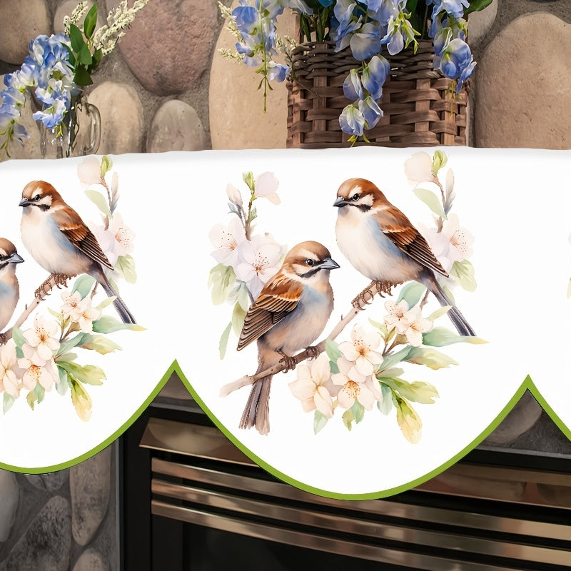 Spring Summer Bird and Flower Fireplace Scarf Polyester Rectangular Hearth Cover 49.78cm x 78.7cm