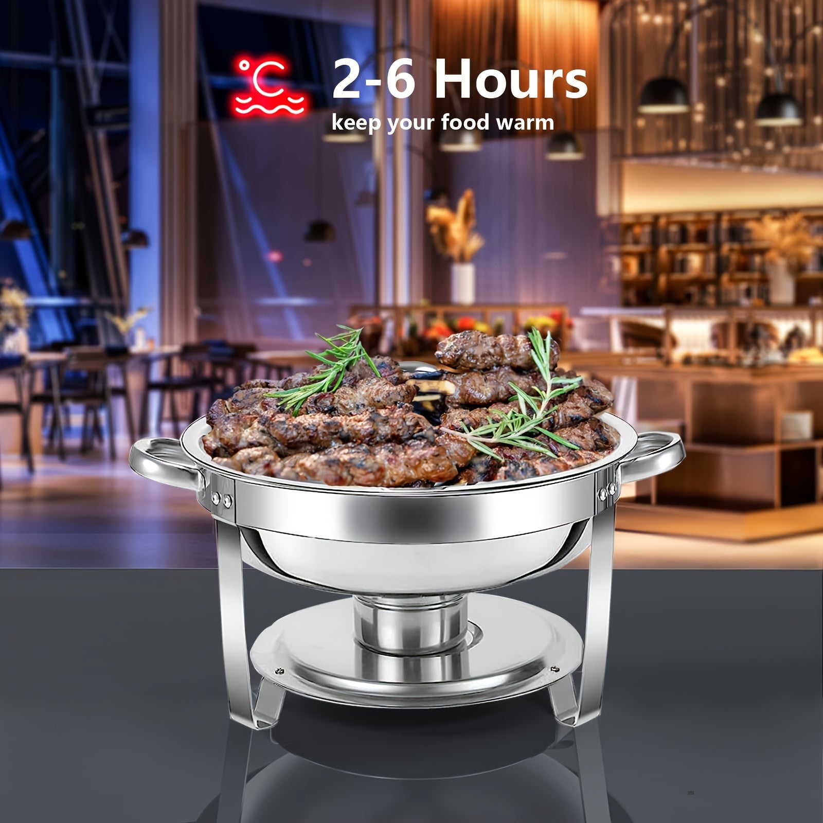 Set of Two Golden Stainless Steel Chafing Dishes with Lids for Catering and Events