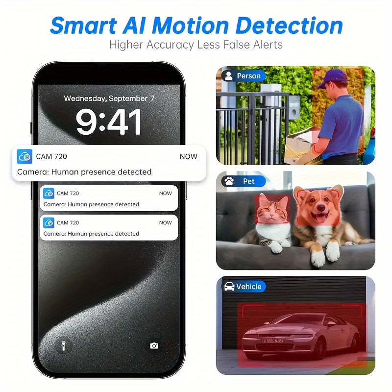 Indoor Outdoor Surveillance Camera 2MP HD Wi-Fi Night Vision Motion Detection