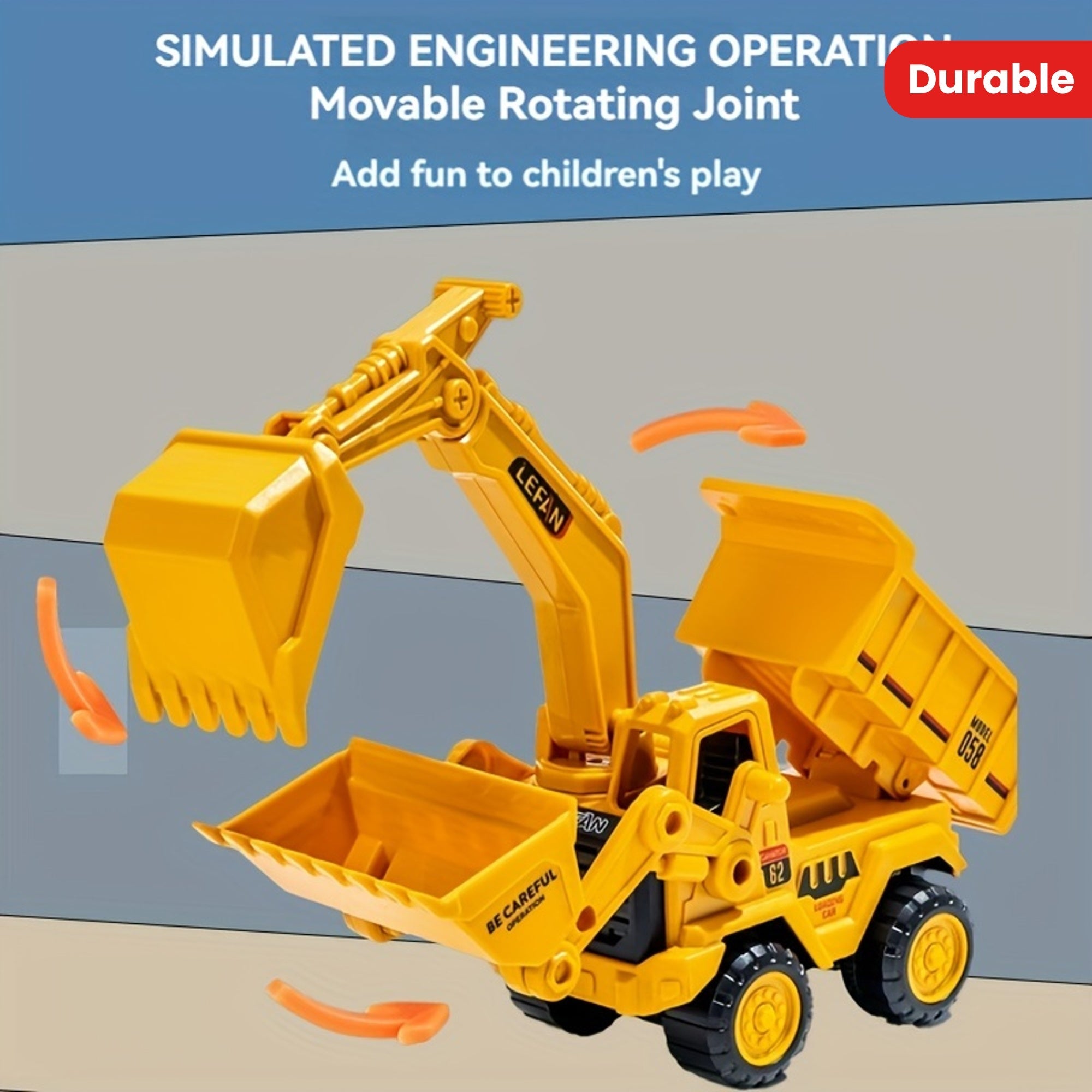 Construction Playset with Excavator Pusher and Tipper for Kids Durable Plastic