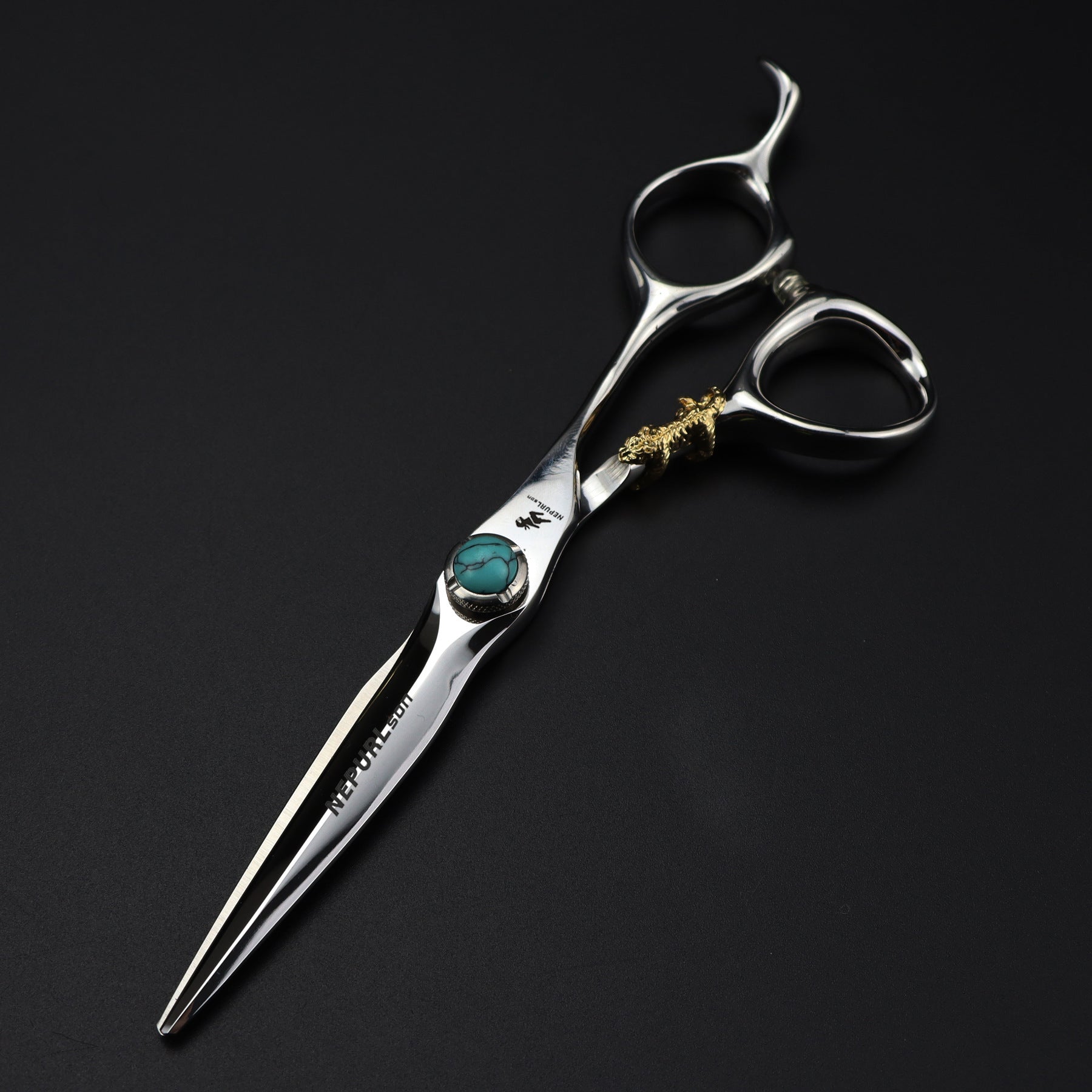 6-Inch Professional Hairdressing Scissors Texturizing Shears for Dry and Textured Hair Right-Handed Gold Tiger Design