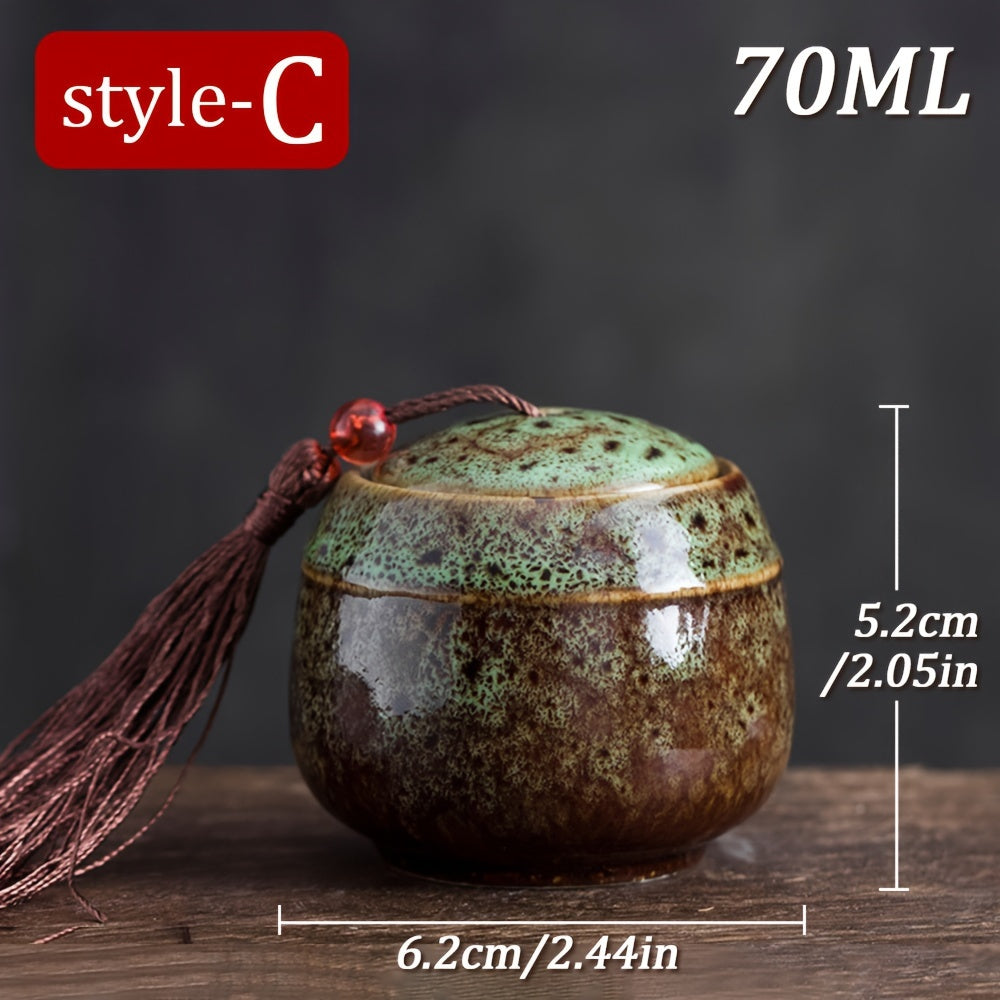 Keramika Mini choy bankasi 70ml portativ oziq-ovqat uchun xavfsiz konteyner, shirinliklar, qahva kukuni uchun