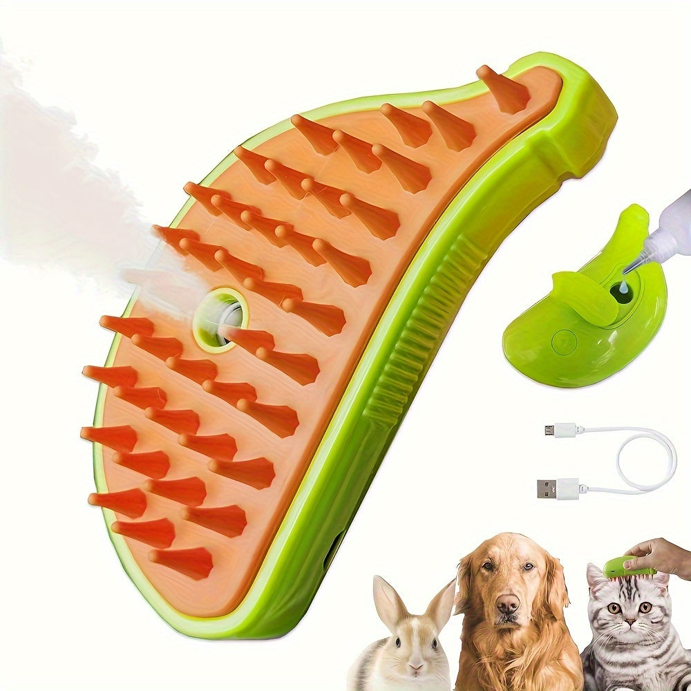 Self-Cleaning Cat and Dog Steam Grooming Brush Silicone Pet Hair Remover Massager