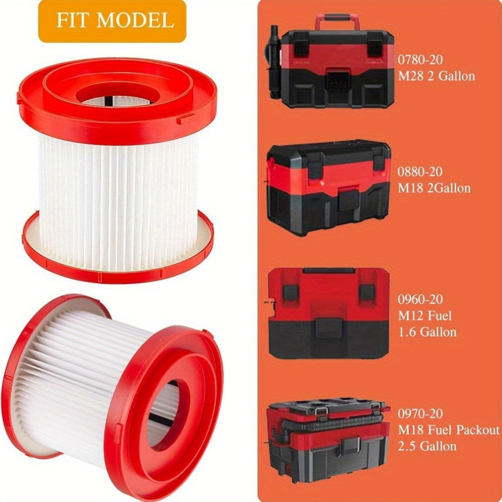 4 HEPA vakuum filtrlari 49-90-1900 Milwaukee M18 nam/quruq vakuum 0880-20, M12 M20 nam/quruq vakuum 0970-20, 0960-20 va 0780-20 bilan mos keladi.