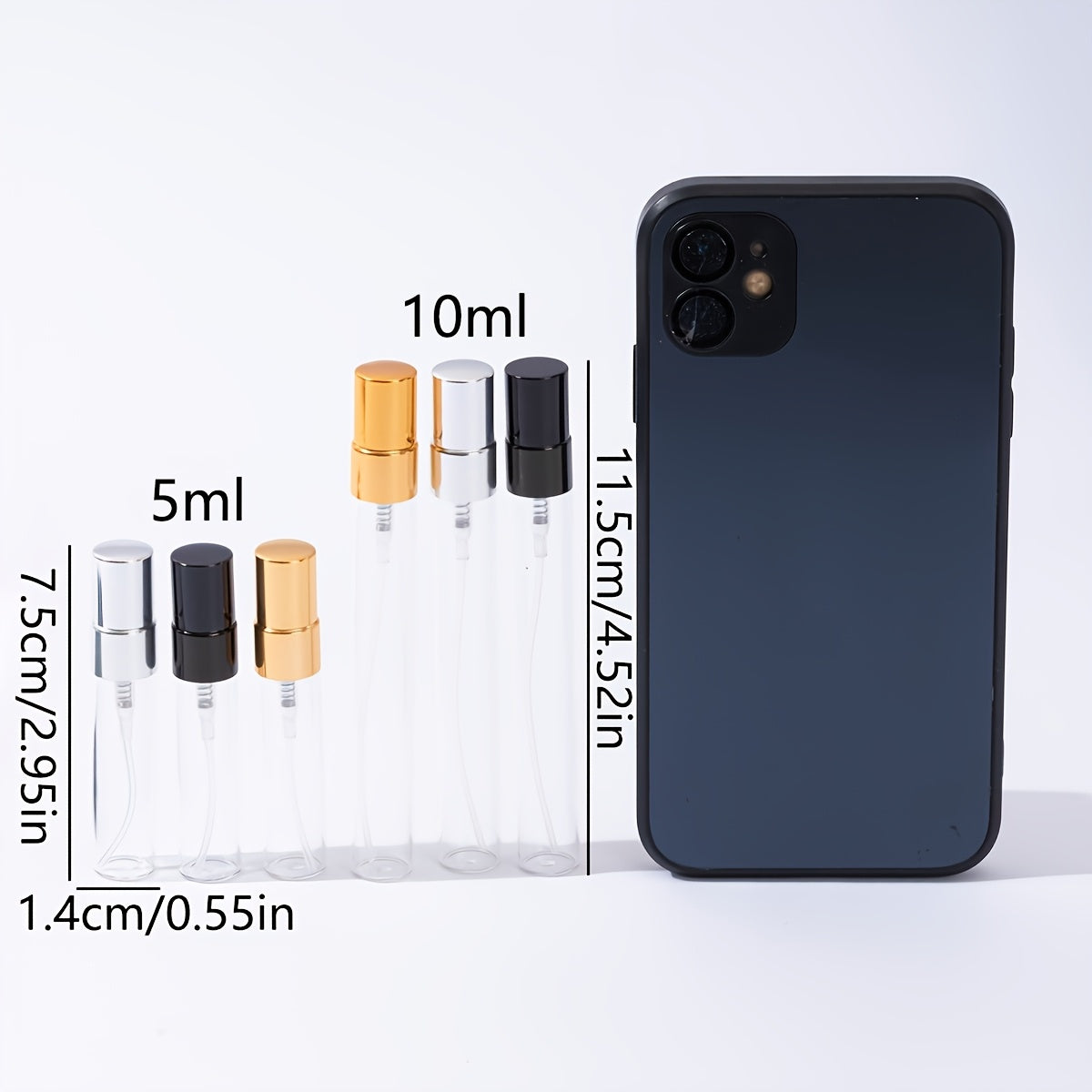 50 Transparent Glass Perfume Bottles with Spray Tops for Decanting 5ml and 10ml