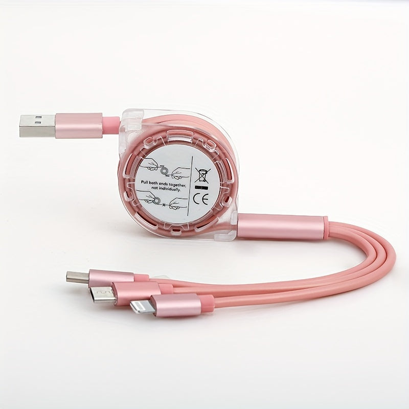 Retractable USB Charging Cable for iPhone Android Micro USB Type C Data Transfer