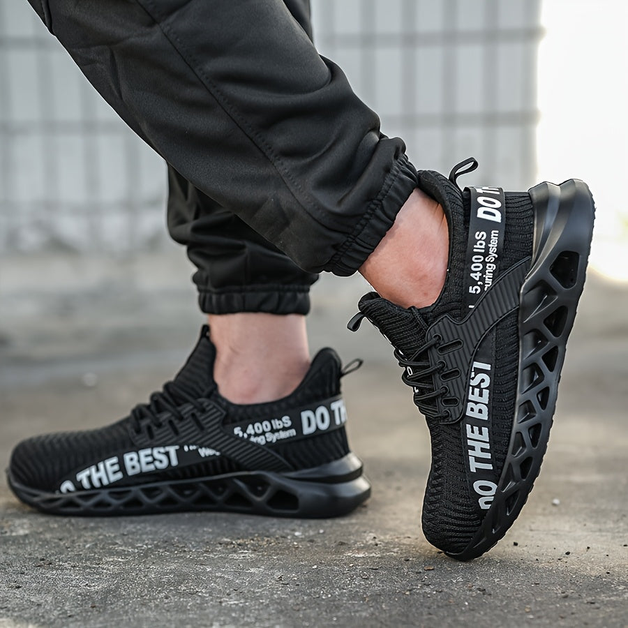 Women's Breathable Mesh Safety Shoes Anti-Smash Steel Toe Black Work Footwear