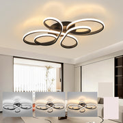 Modern Black Flower-Shaped LED Ceiling Light with Adjustable Color Temperature for Living Room Bedroom and Hallway