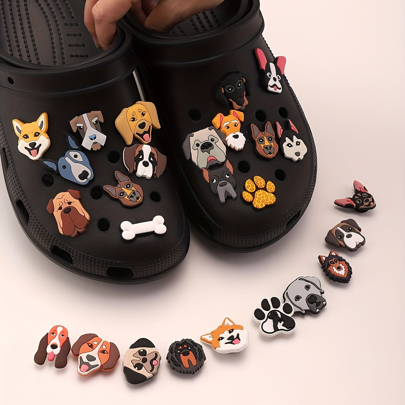 39 Pcs Vibrant PVC Dog Charms for Sandals, Assorted Cartoon Canine Designs