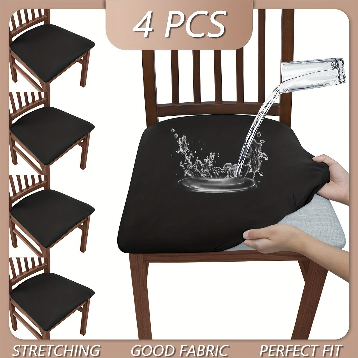 Высокоэластичные чехлы для стульев однотонных цветов, 4 или 6 штук в наборе. Пылезащитные и водоотталкивающие, washable и съемные. Идеально подходят для гостиных, столовых и отелей.