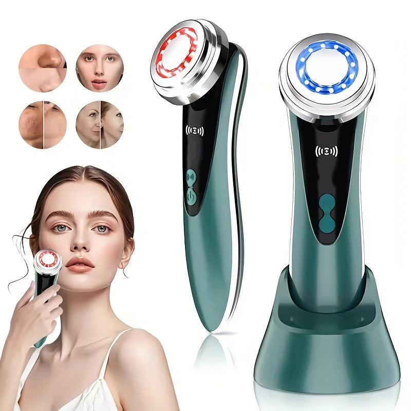 Portable Black Facial and Neck Massager with Heating and USB Charging