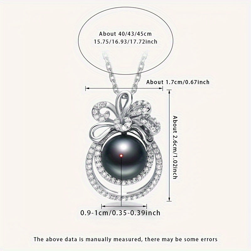 Women’s Pearl Necklace S925 Silver 9-10mm Black Round Pearls Gift Box