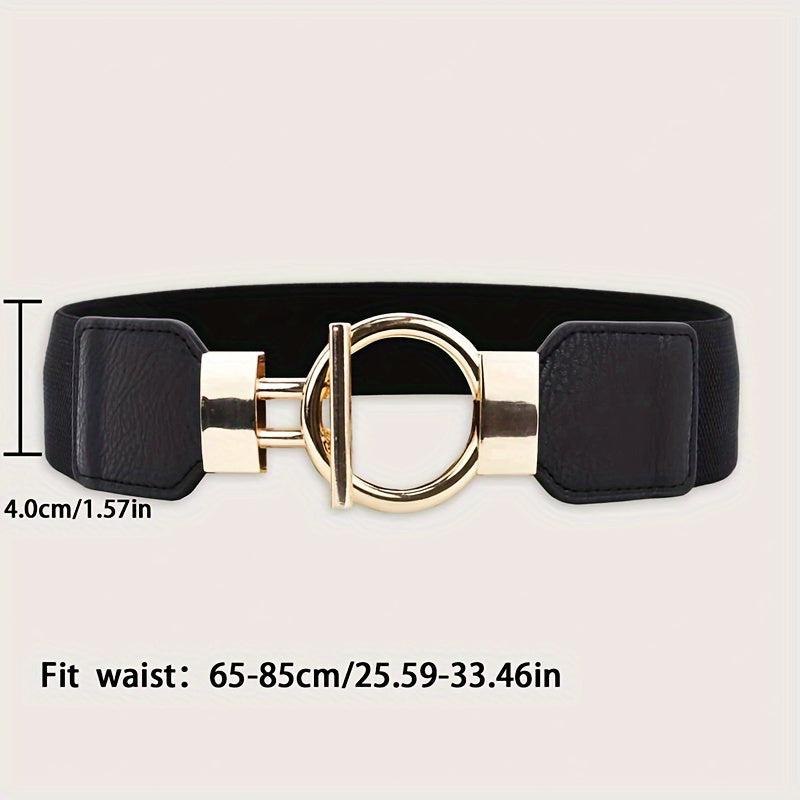 Набор из 3 широких эластичных ремней с круглыми пряжками для женских платьев и пальто