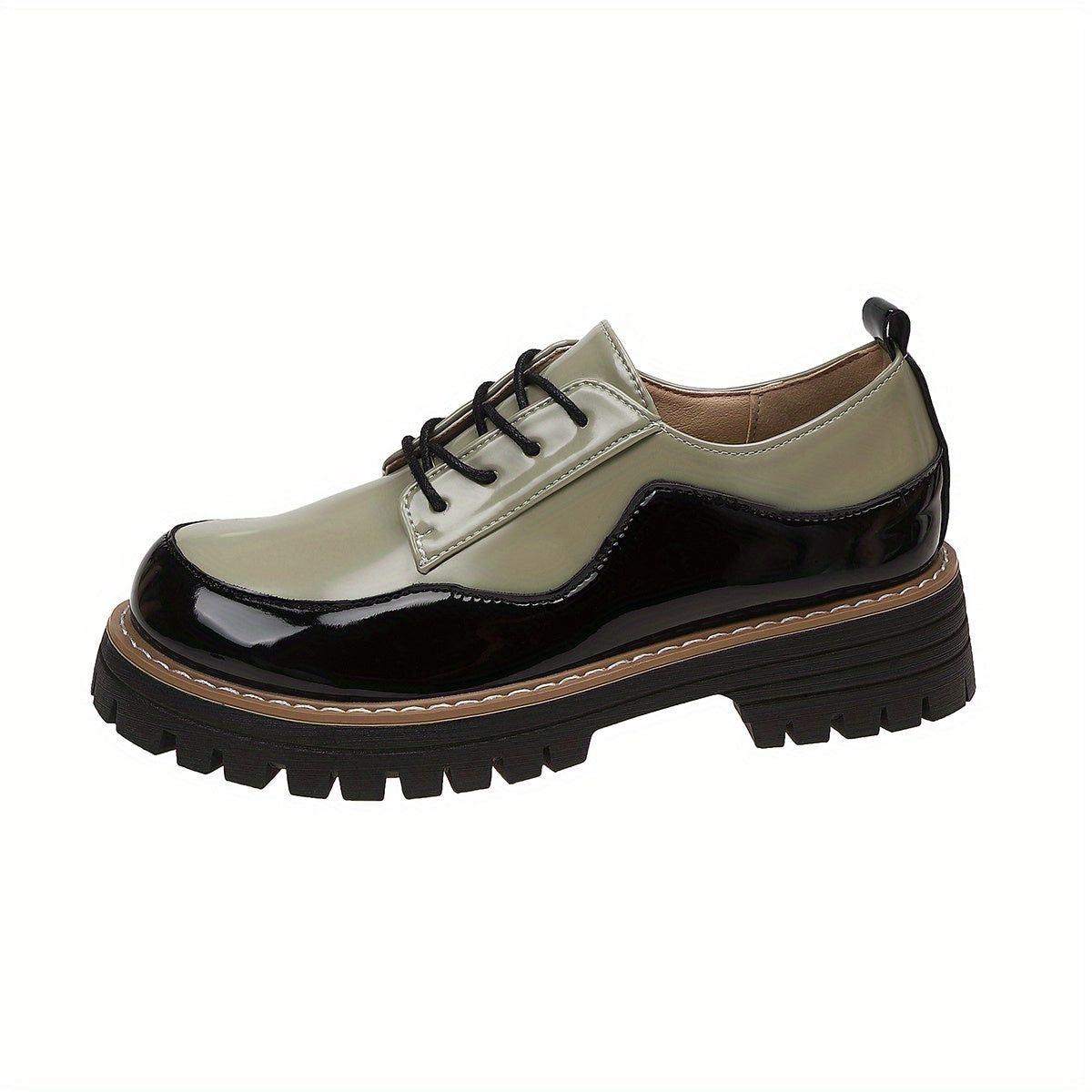 Women's Loafers Color Block Flat Shoes with Height-Increasing Sole