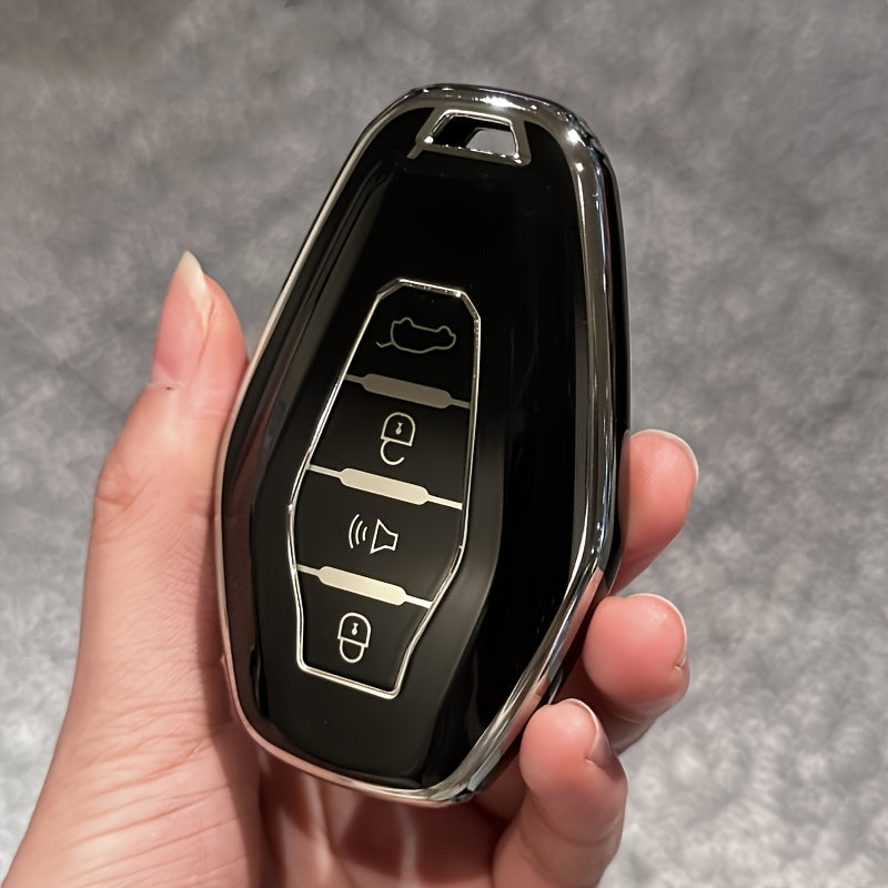 Universal TPU Car Key Fob Cover for Remote Control Black Silver Durable
