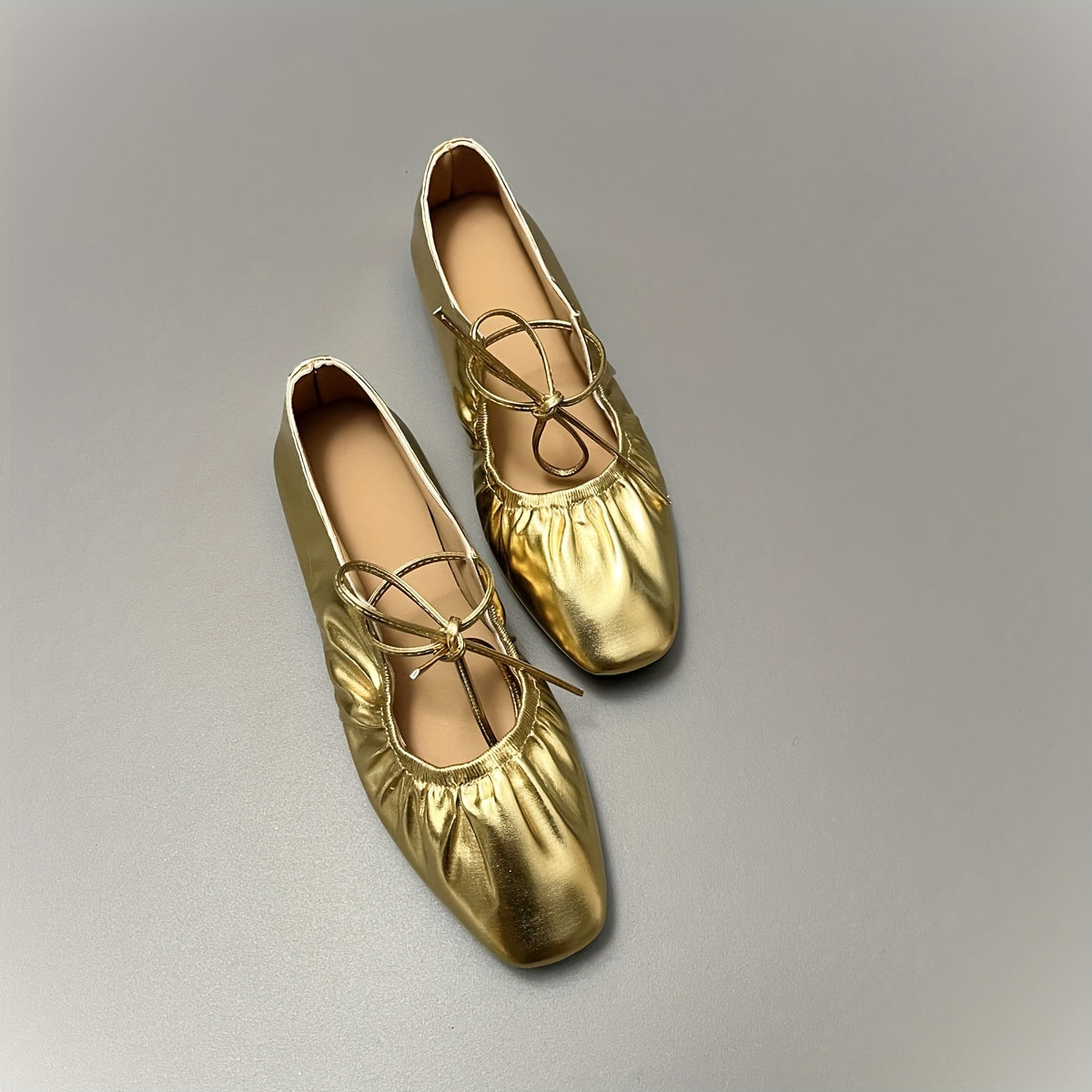 Women's Flat Shoes Vintage Square Toe Loafers Silver Gold