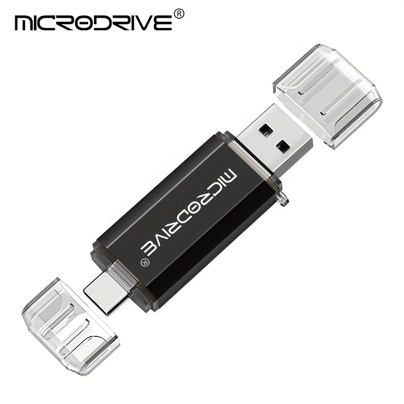MICRODRIVE 2.0 USB-C Flesh Drayv - Yuqori tezlikdagi OTG xotira kaliti, muzlatilgan metall tekstura, 128GB/64GB/32GB/16GB, Noutbuk va smartfonlar bilan mos, Qizil/Qora, Qiziqarli dizayn