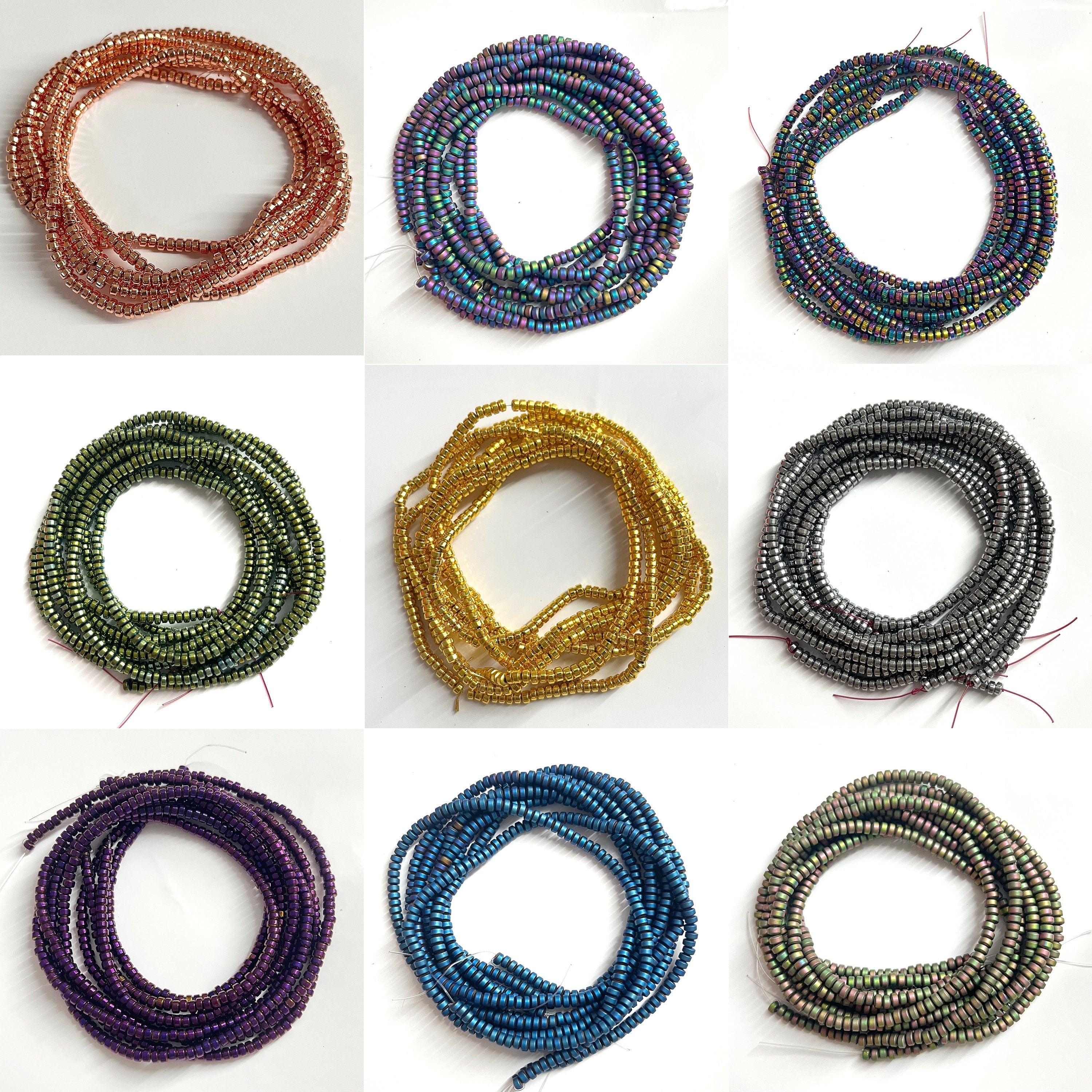 Hematite Beads 3mm Round Jewelry Making Supplies Pack of Four Varieties