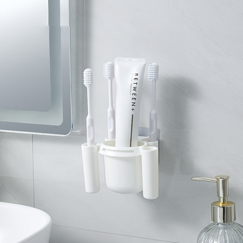 Bathroom Wall-Mounted Toothbrush Holder with Storage and Organization