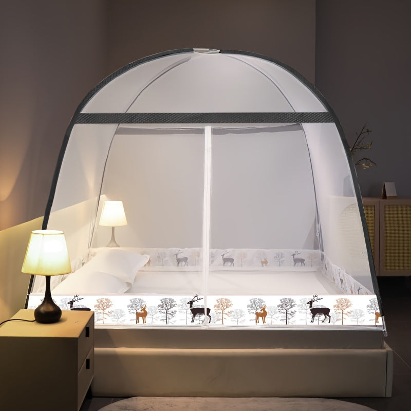 Pop-Up Mosquito Net for Bed with Full Coverage Easy Setup Durable Cartoon Design