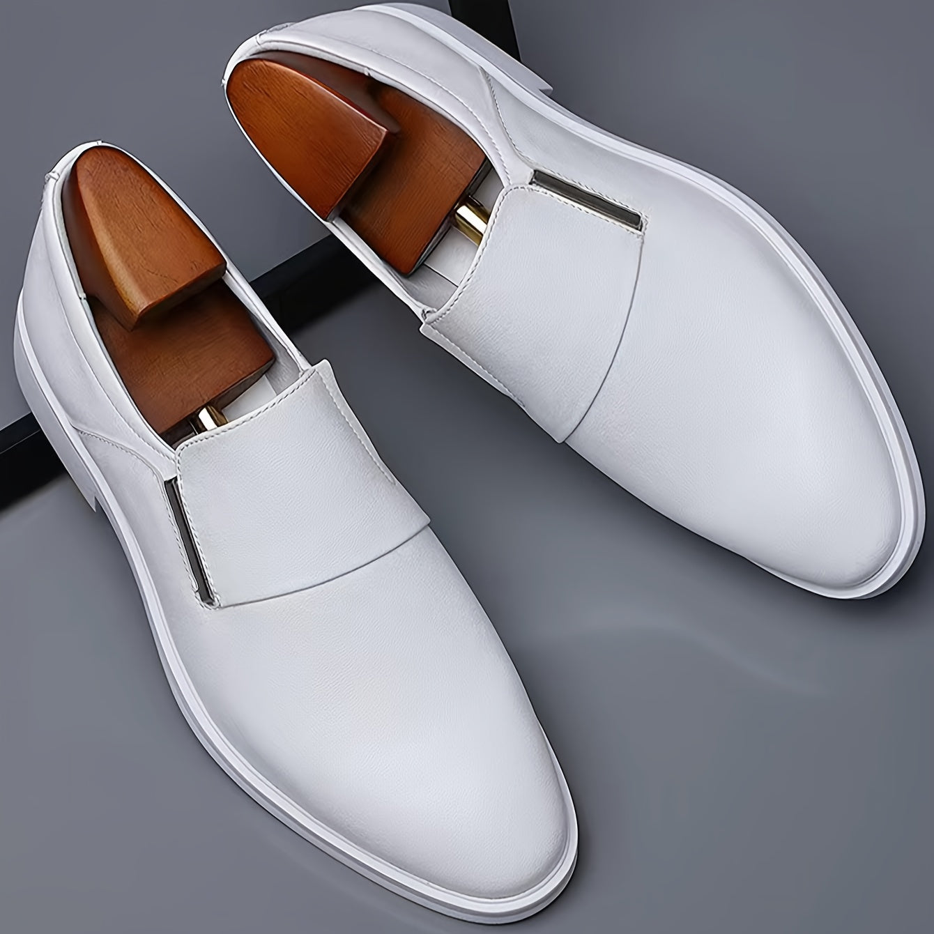 Zapatos casuales de negocios para hombre, sin cordones, punta afilada, suela de PU sólido y caucho