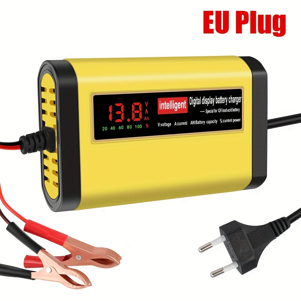 Avtomobil akkumulyatori uchun 12V 2A to'liq avtomatik LCD displey bilan quvvatlantiruvchi qurilma, qo'rg'oshin kislota AGM GEL batareyalar uchun