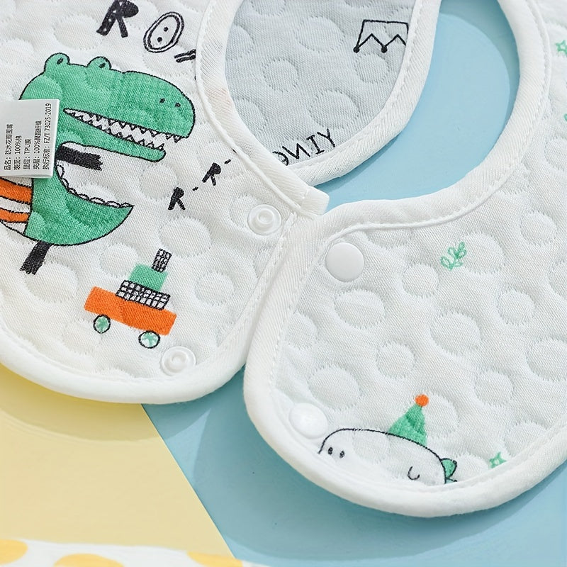 Set of 5 Soft Cotton Baby Bibs Waterproof Cartoon Designs for Feeding and Gifts
