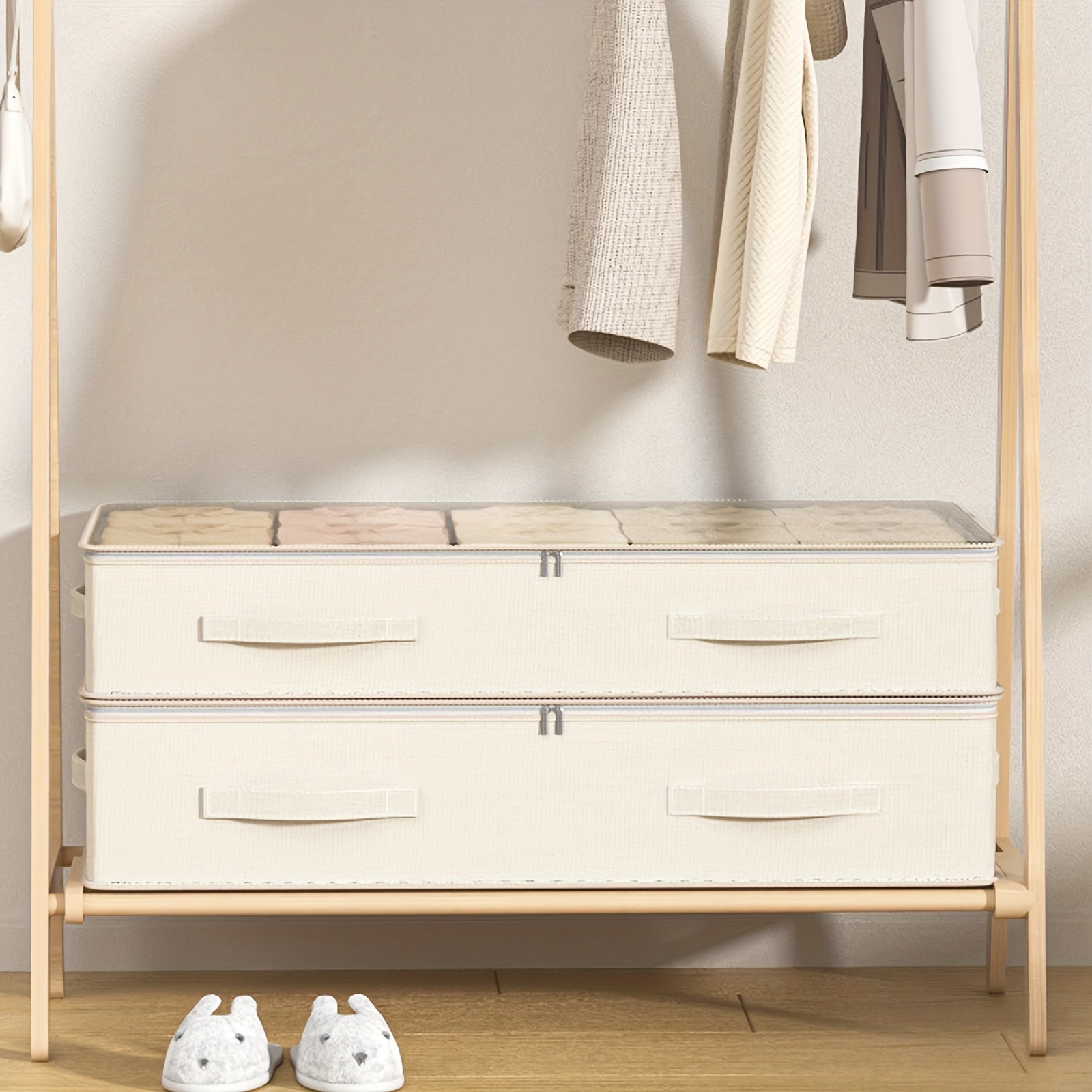 Большой вместительный органайзер для хранения под кроватью для одежды и одеял, складной, экономит место