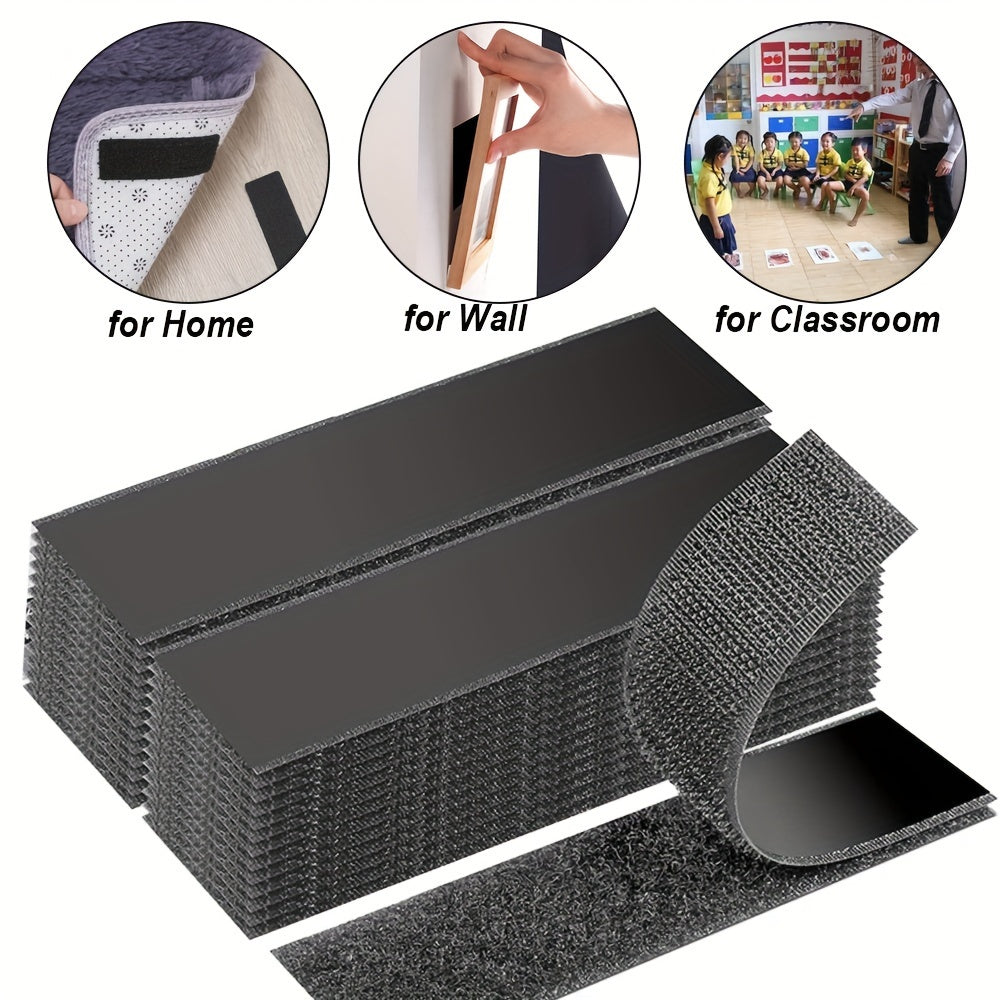 10 Sets Heavy Duty Adhesive Hook and Loop Tape Strips for Carpets Rugs Cushions