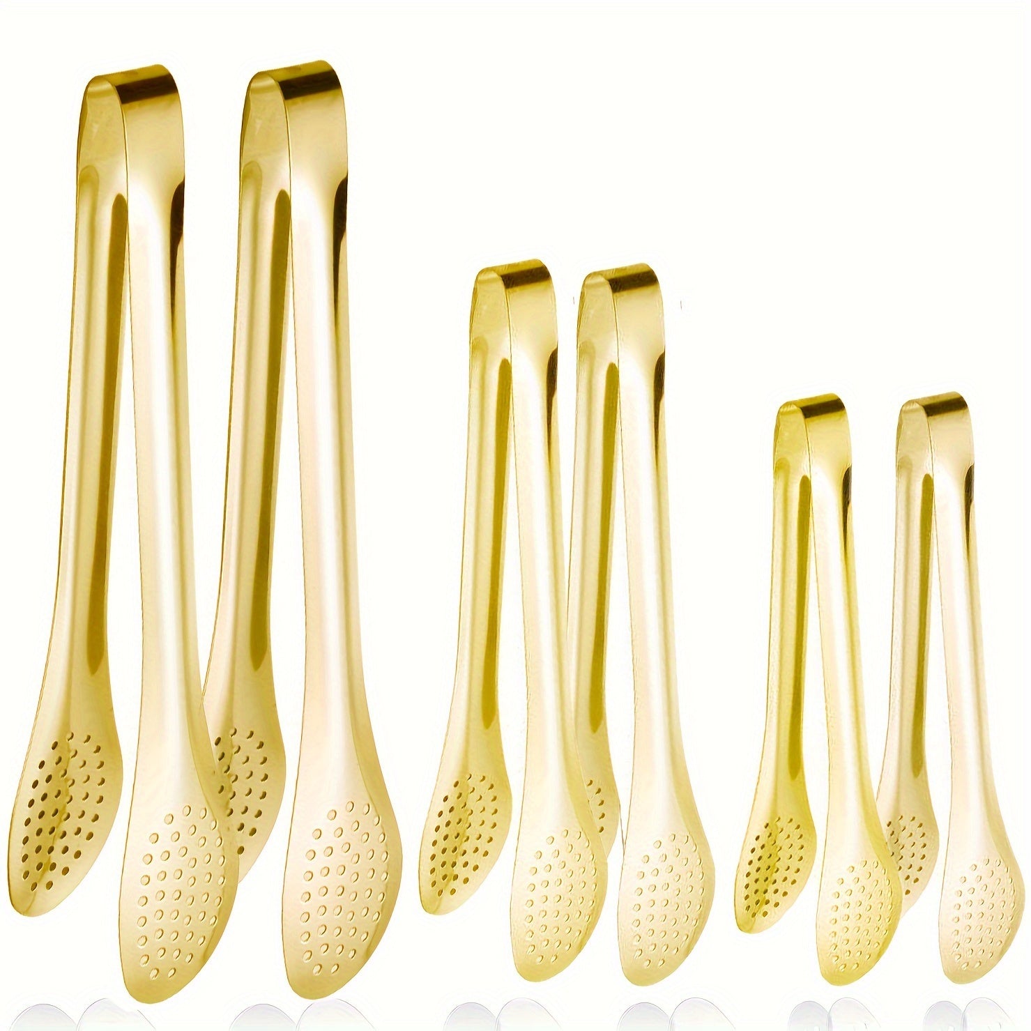 Set of 6 Stainless Steel Buffet Tongs in 7, 9, and 12 Inches