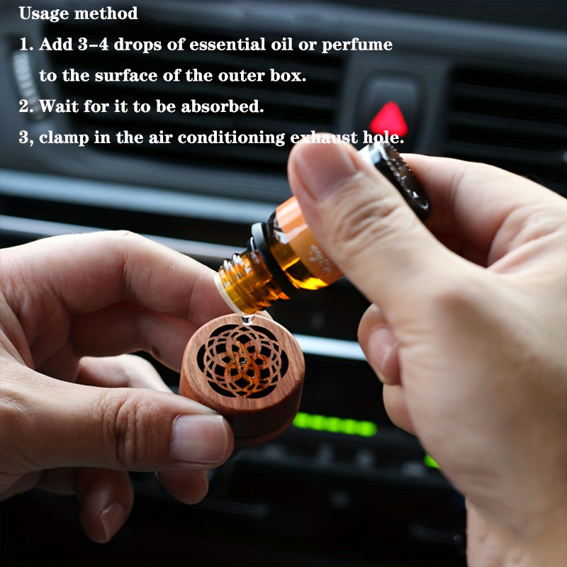 Car Essential Oil Diffuser Portable Wooden Car Aromatherapy Device