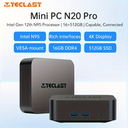 Mini PC Intel N95 16GB DDR4 512GB NVMe SSD Windows 11 4K Support