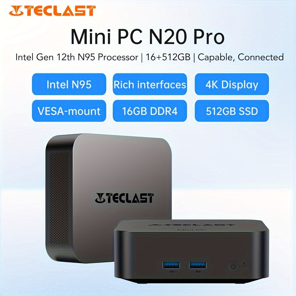 Mini PC Intel N95 16GB DDR4 512GB NVMe SSD Windows 11 4K Support