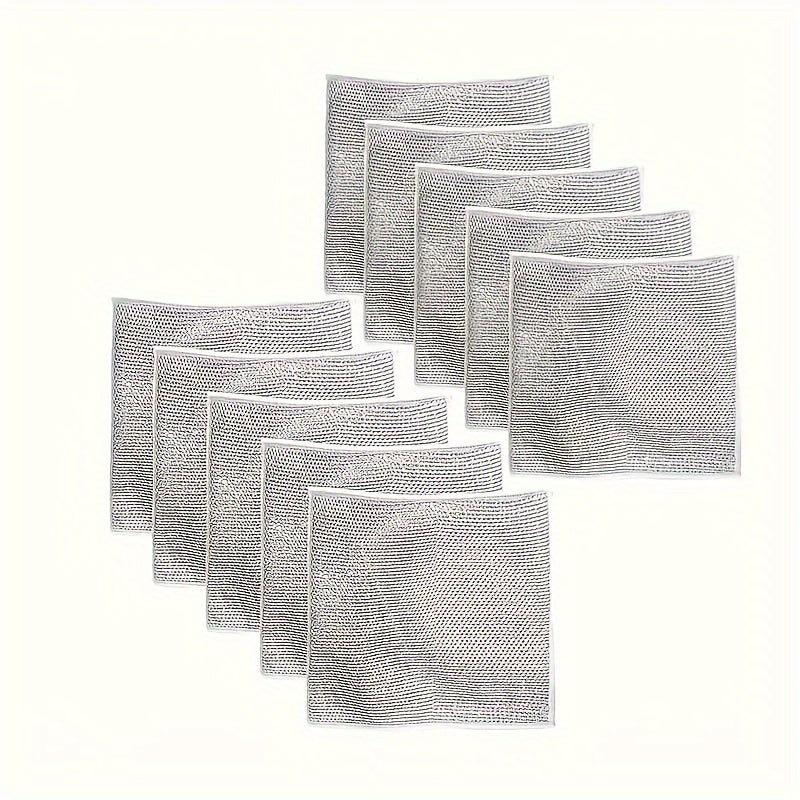 Комплект из 6/10/12 чистящих тряпок из стальной проволоки, без царапин, 20 см, безопасны для посудомоечной машины