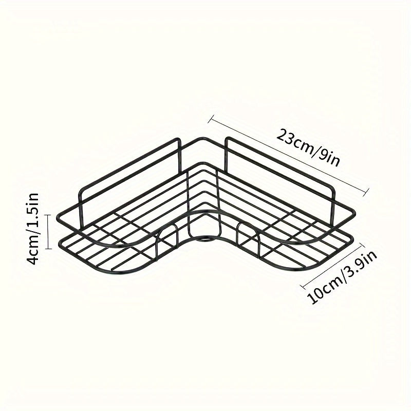 Black Metal Wall Shelf for Bathroom and Kitchen 2-Tier Storage Rack Organizer