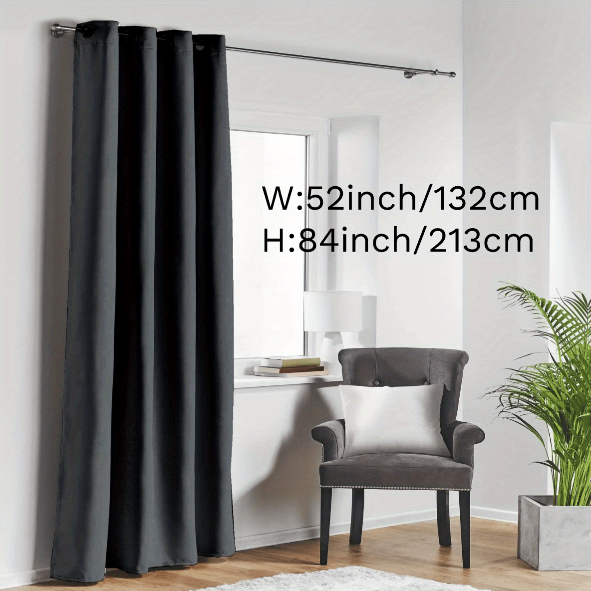 Blackout Curtain with Loop for Bedroom and Living Room Heat Insulation Noise Reduction 180g
