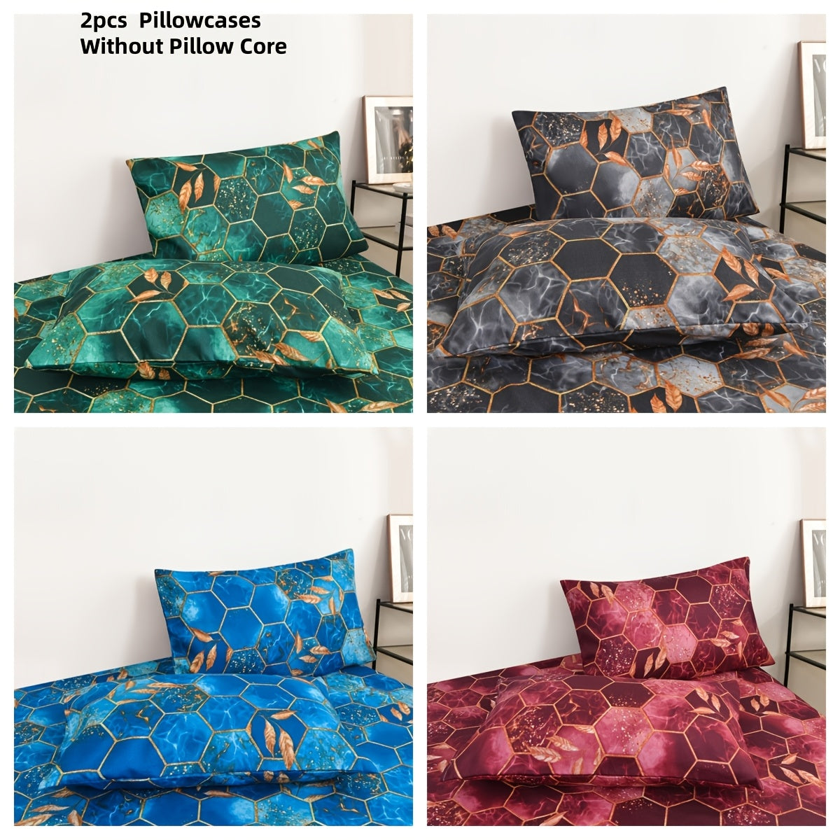 Geometric Pattern Pillowcases Set Soft Breathable Polyester Stain-Resistant Home Decor