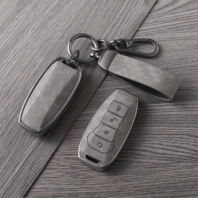 Universal TPU Car Key Fob Cover with Metal Key Ring, Bronze Finish