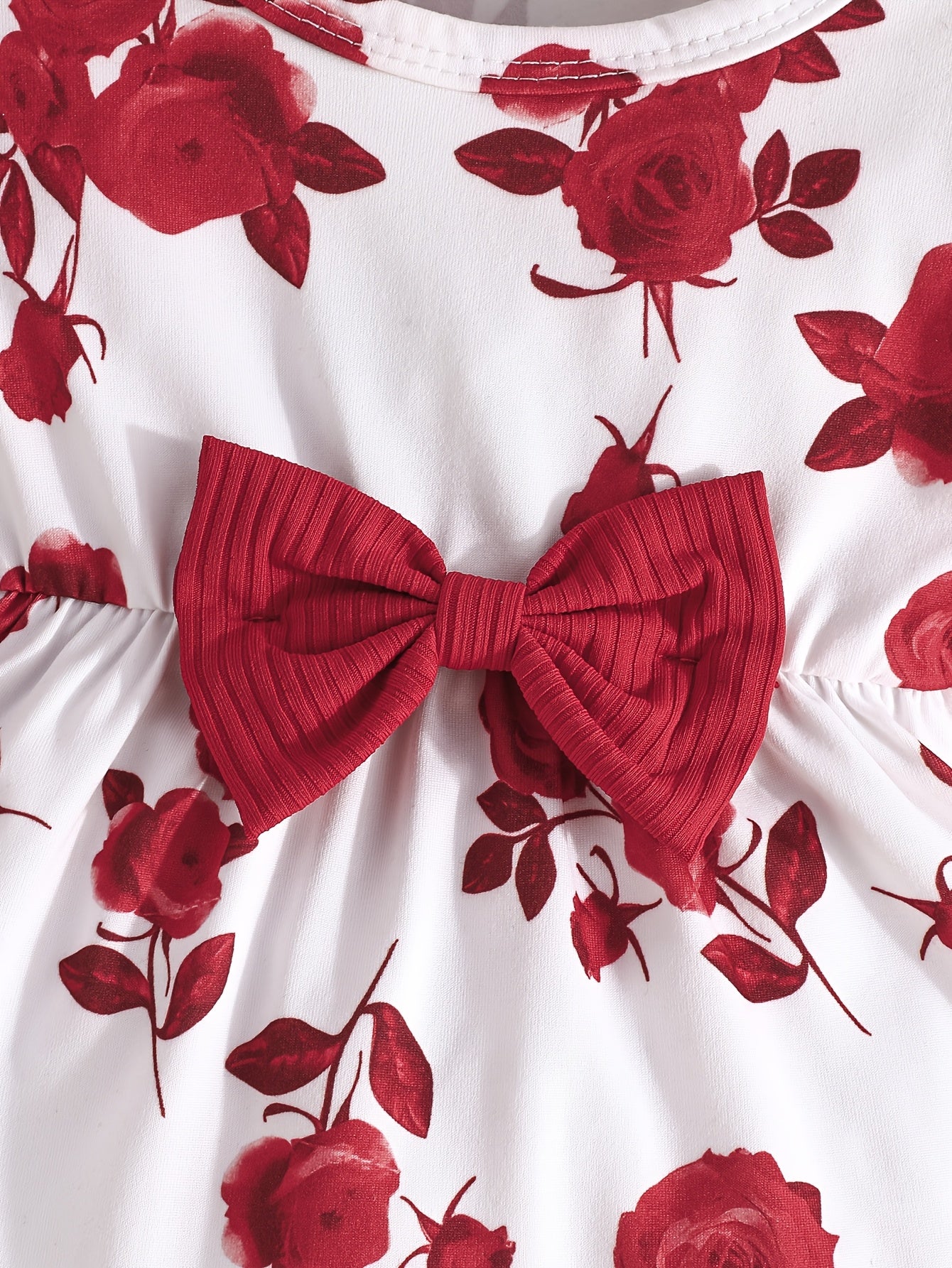 Девчачий топ с цветочным принтом и комплект с подходящими брюками для девочек до 12 лет, полиэстеровая трикотажная ткань